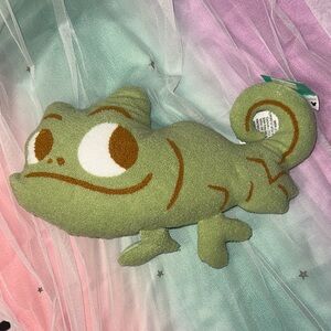Disney Green Pascal Chameleon Plush Pillow with White and Gold Accents